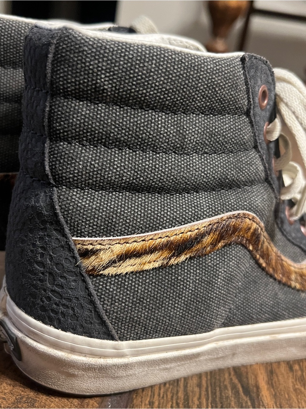 Vans Canvas & Suede High-Top Sneakers - Zebra Pony Hair Fur - Picture 6 of 10